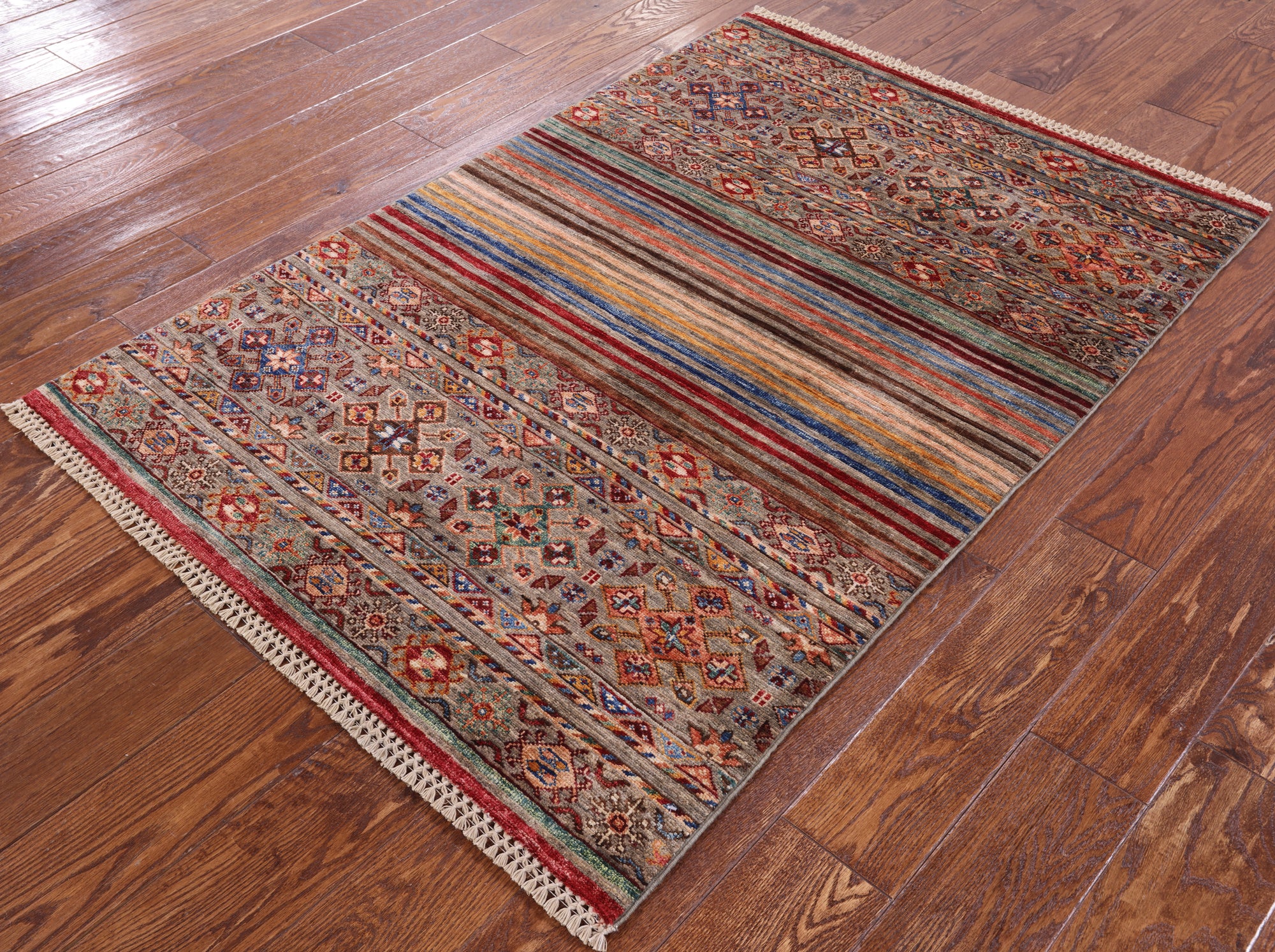 Khorjin Persian Gabbeh Handmade Wool Rug - 3' 4" X 4' 11" - Golden Nile
