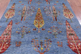 Blue Persian Tribal Gabbeh Handmade Wool Rug - 5' 8" X 7' 6" - Golden Nile