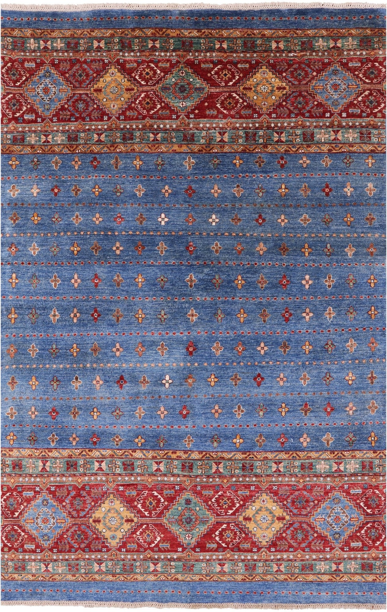 Khorjin Persian Gabbeh Hand Knotted Wool Rug - 5' 7" X 8' 6" - Golden Nile