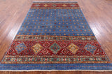 Khorjin Persian Gabbeh Hand Knotted Wool Rug - 5' 7" X 8' 6" - Golden Nile