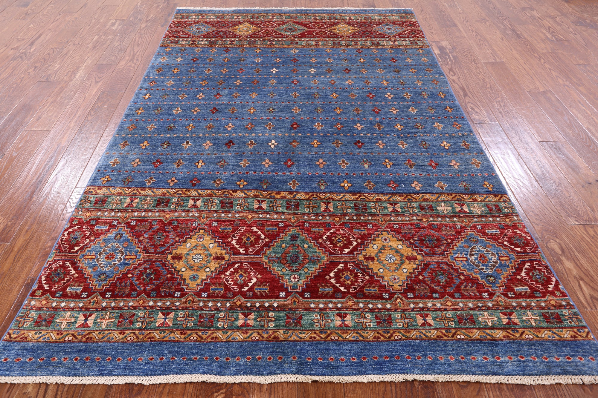 Khorjin Persian Gabbeh Hand Knotted Wool Rug - 5' 7" X 8' 6" - Golden Nile