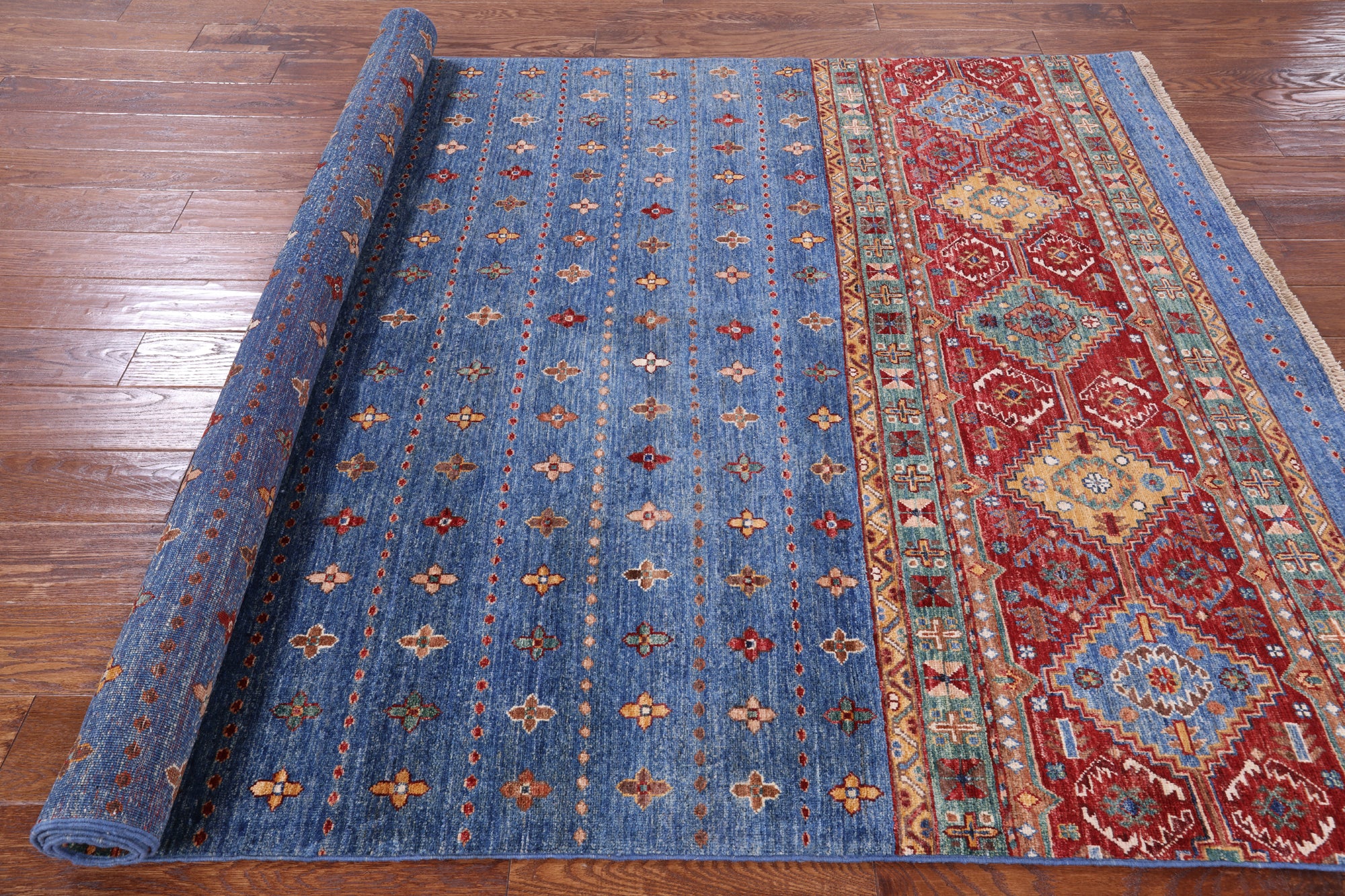 Khorjin Persian Gabbeh Hand Knotted Wool Rug - 5' 7" X 8' 6" - Golden Nile