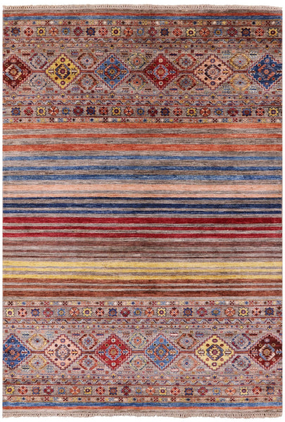 Khorjin Persian Gabbeh Handmade Wool Rug - 5' 8" X 8' 3" - Golden Nile