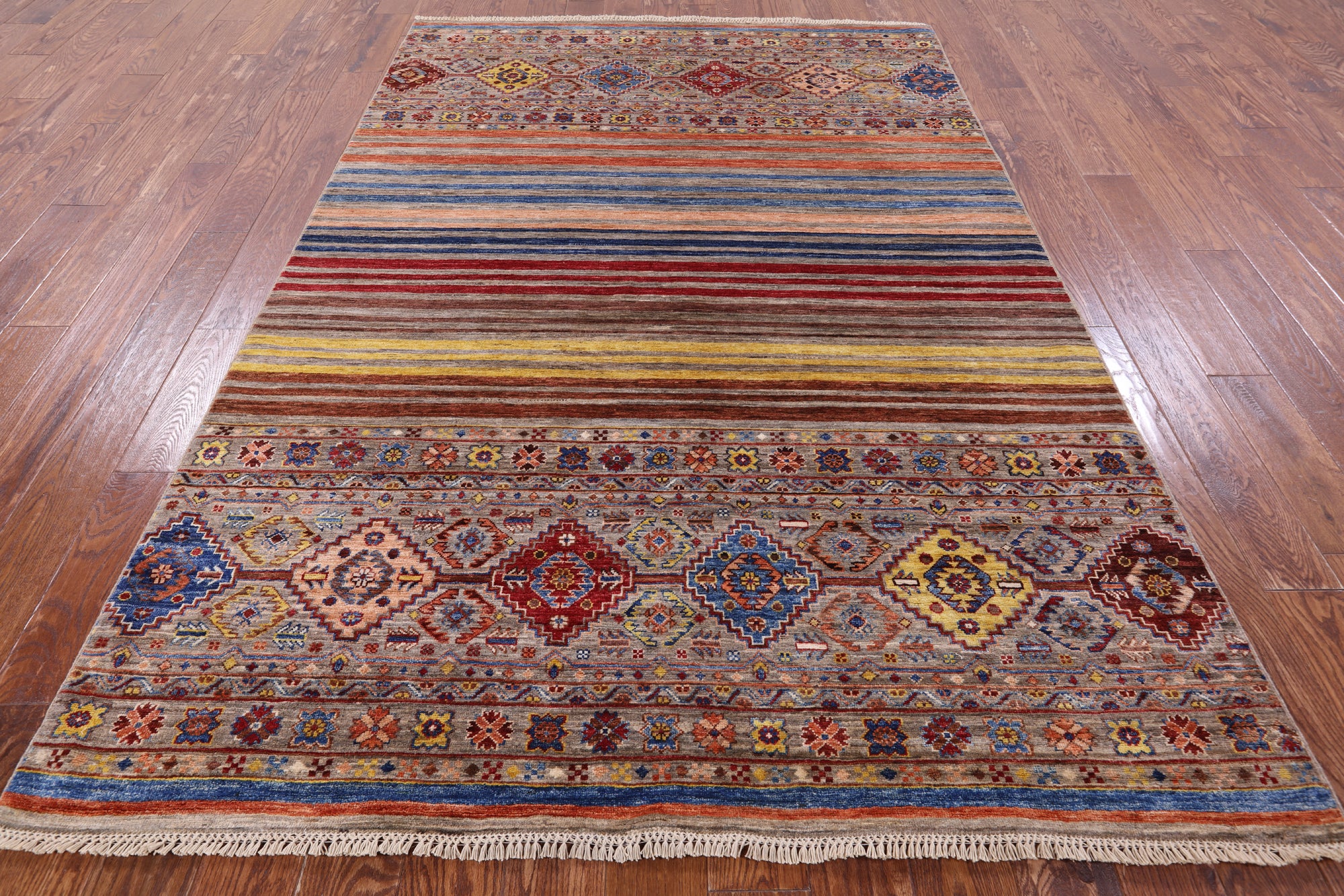 Khorjin Persian Gabbeh Handmade Wool Rug - 5' 8" X 8' 3" - Golden Nile