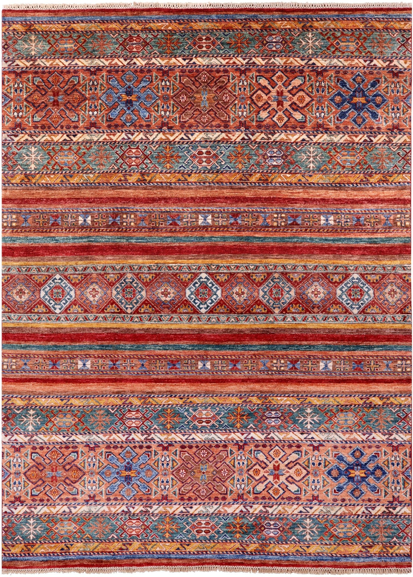 Khorjin Persian Gabbeh Handmade Wool Rug - 5' 10" X 7' 11" - Golden Nile