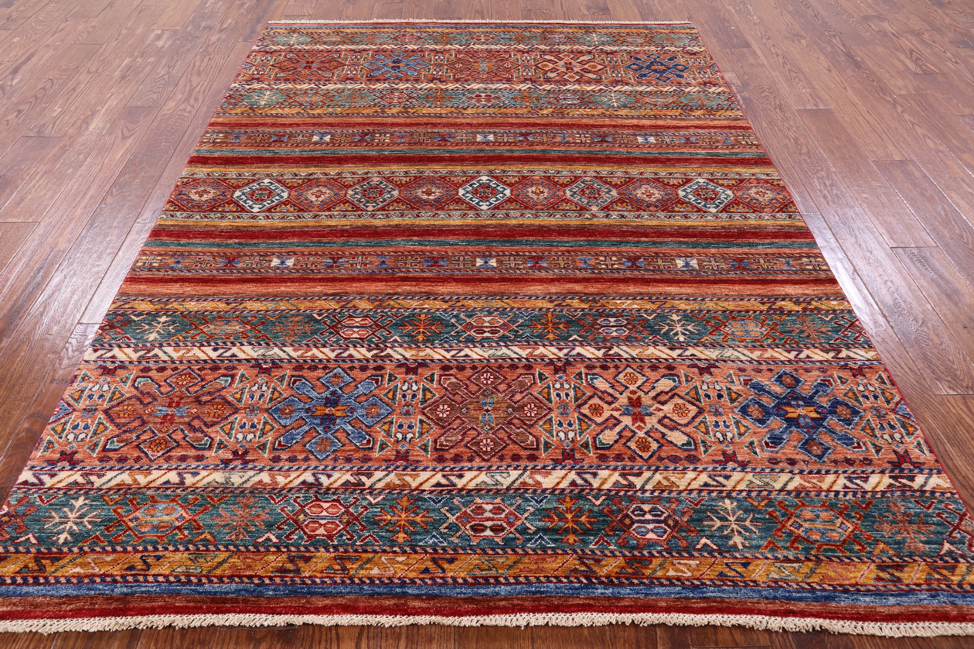 Khorjin Persian Gabbeh Handmade Wool Rug - 5' 10" X 7' 11" - Golden Nile