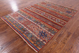 Khorjin Persian Gabbeh Handmade Wool Rug - 5' 10" X 7' 11" - Golden Nile