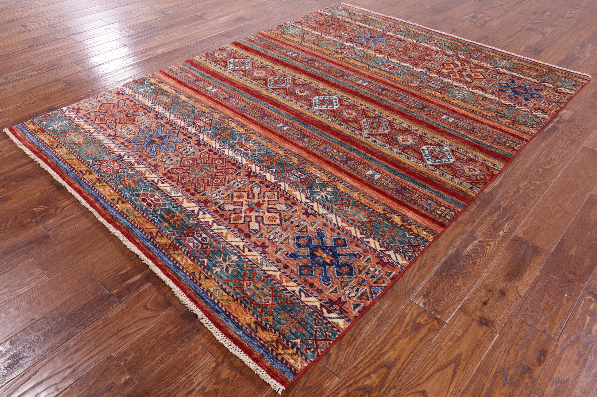 Khorjin Persian Gabbeh Handmade Wool Rug - 5' 10" X 7' 11" - Golden Nile