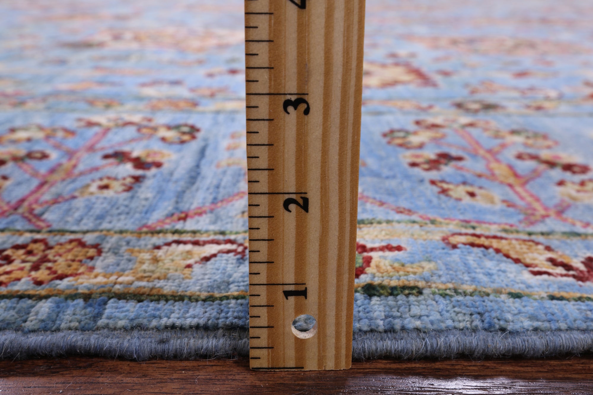 Blue Peshawar Hand Knotted Wool Rug - 7' 0" X 9' 8" - Golden Nile