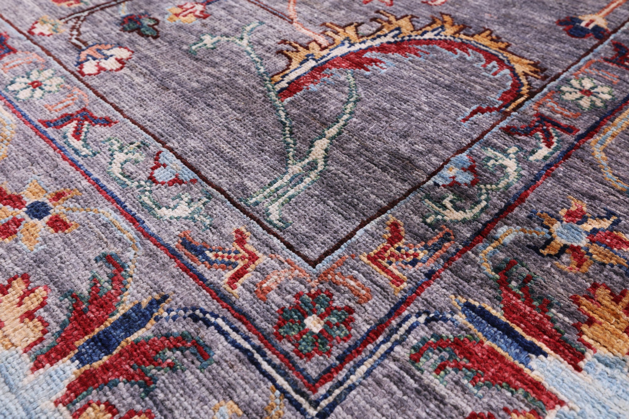 Grey Peshawar Hand Knotted Wool Rug - 7' 0" X 9' 9" - Golden Nile