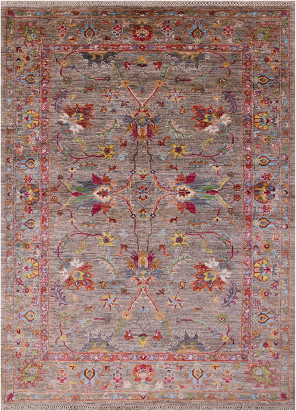 Peshawar Handmade Wool Rug - 5' 0" X 6' 9" - Golden Nile