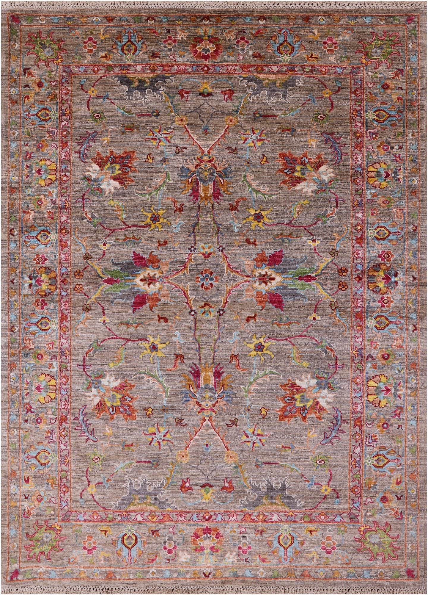 Peshawar Handmade Wool Rug - 5' 0" X 6' 9" - Golden Nile