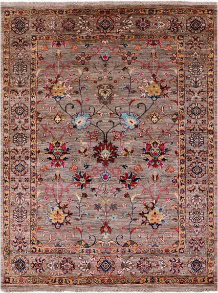 Peshawar Hand Knotted Wool Rug - 5' 2" X 6' 10" - Golden Nile