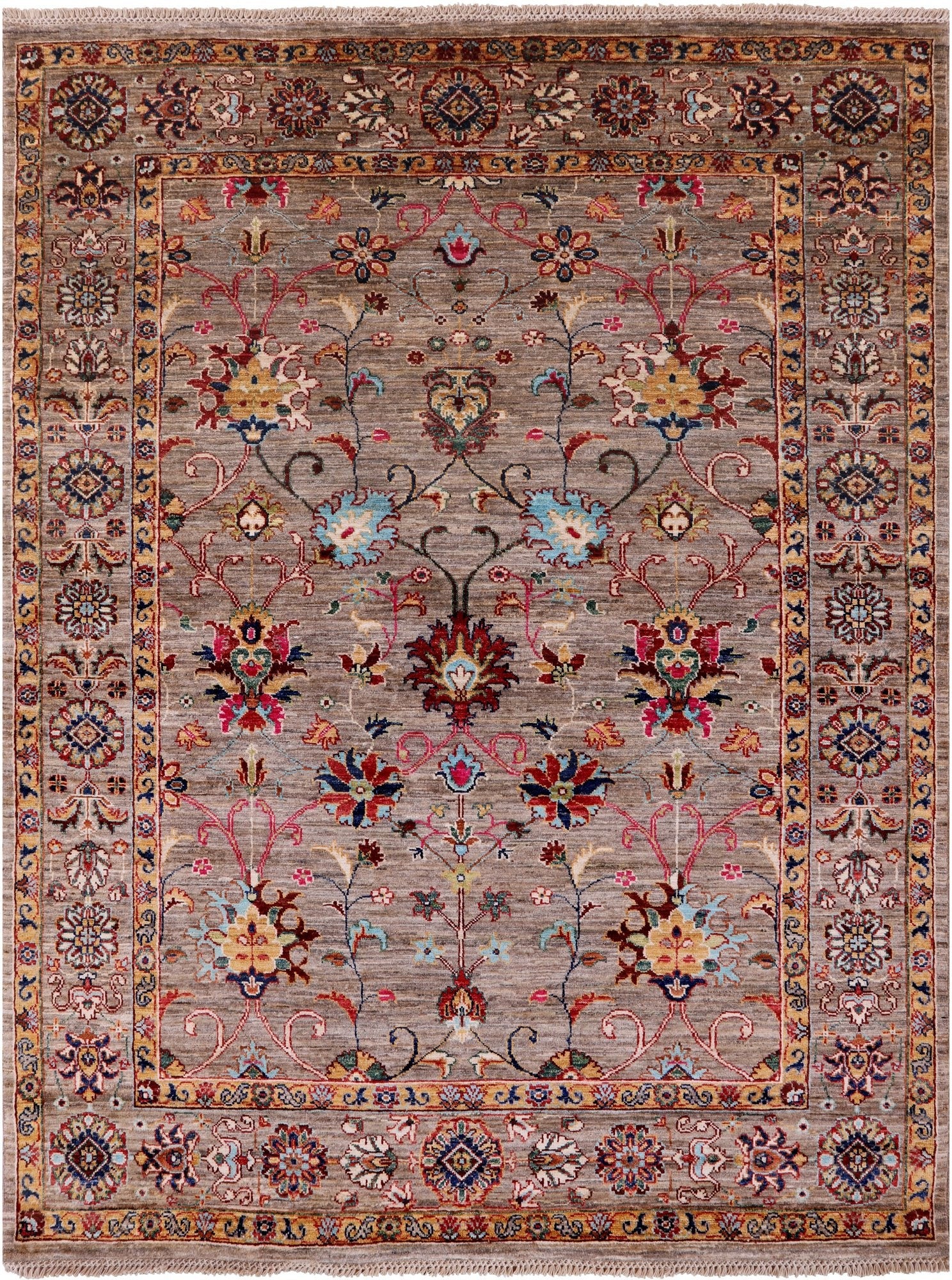Peshawar Hand Knotted Wool Rug - 5' 2" X 6' 10" - Golden Nile