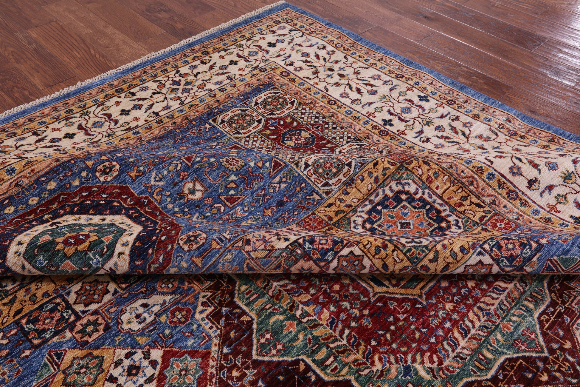 Geometric Persian Mamluk Handmade Wool Rug - 8' 3" X 11' 2" - Golden Nile