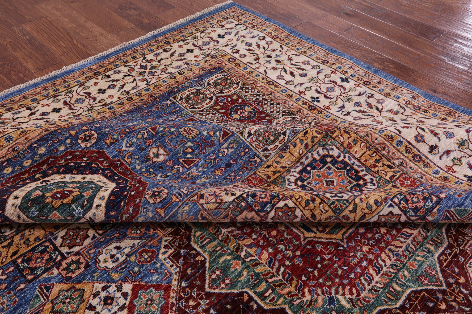 Geometric Persian Mamluk Handmade Wool Rug - 8' 3" X 11' 2" - Golden Nile