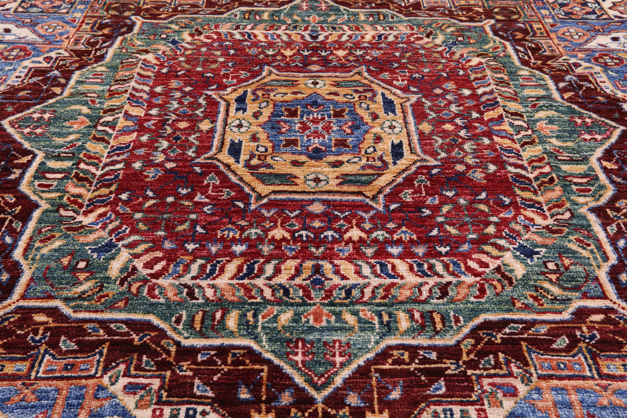 Geometric Persian Mamluk Handmade Wool Rug - 8' 3" X 11' 2" - Golden Nile