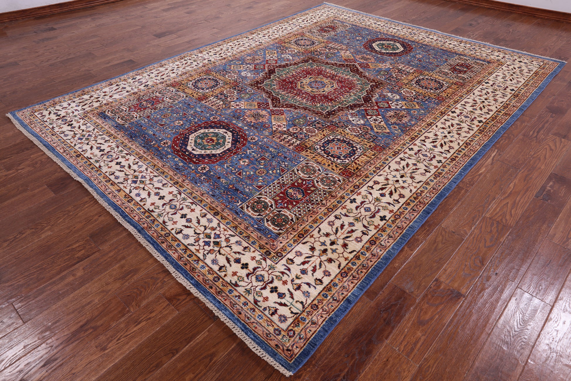 Geometric Persian Mamluk Handmade Wool Rug - 8' 3" X 11' 2" - Golden Nile