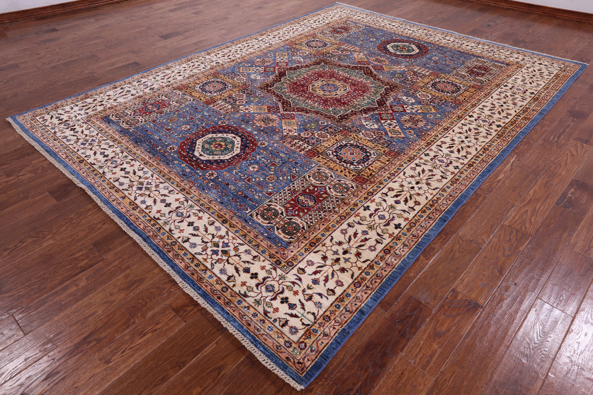 Geometric Persian Mamluk Handmade Wool Rug - 8' 3" X 11' 2" - Golden Nile