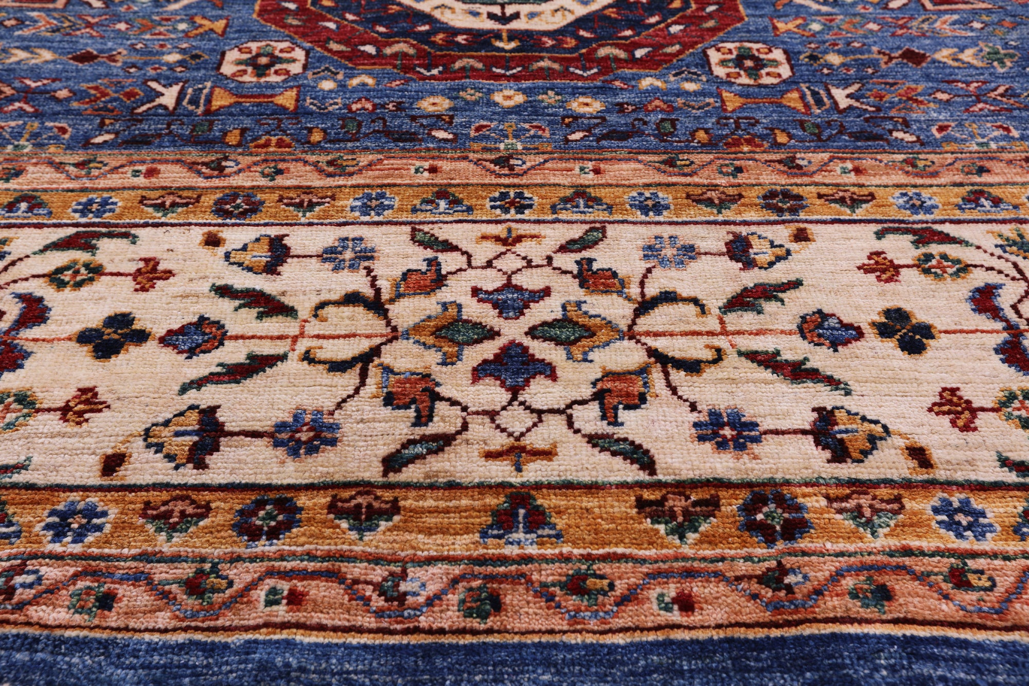 Geometric Persian Mamluk Handmade Wool Rug - 8' 3" X 11' 2" - Golden Nile