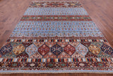 Blue Tribal Persian Gabbeh Hand Knotted Wool Rug - 8' 2" X 11' 5" - Golden Nile