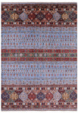 Blue Tribal Persian Gabbeh Hand Knotted Wool Rug - 8' 2" X 11' 5" - Golden Nile