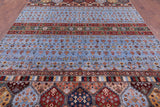 Blue Tribal Persian Gabbeh Hand Knotted Wool Rug - 8' 2" X 11' 5" - Golden Nile