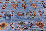 Blue Tribal Persian Gabbeh Hand Knotted Wool Rug - 8' 2" X 11' 5" - Golden Nile