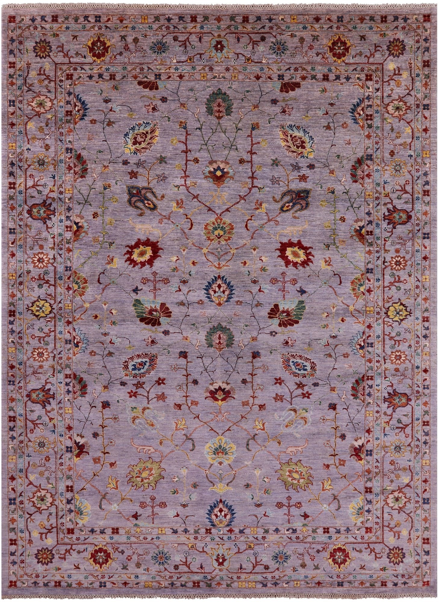 Grey Peshawar Hand Knotted Wool Rug - 8' 2" X 10' 11" - Golden Nile