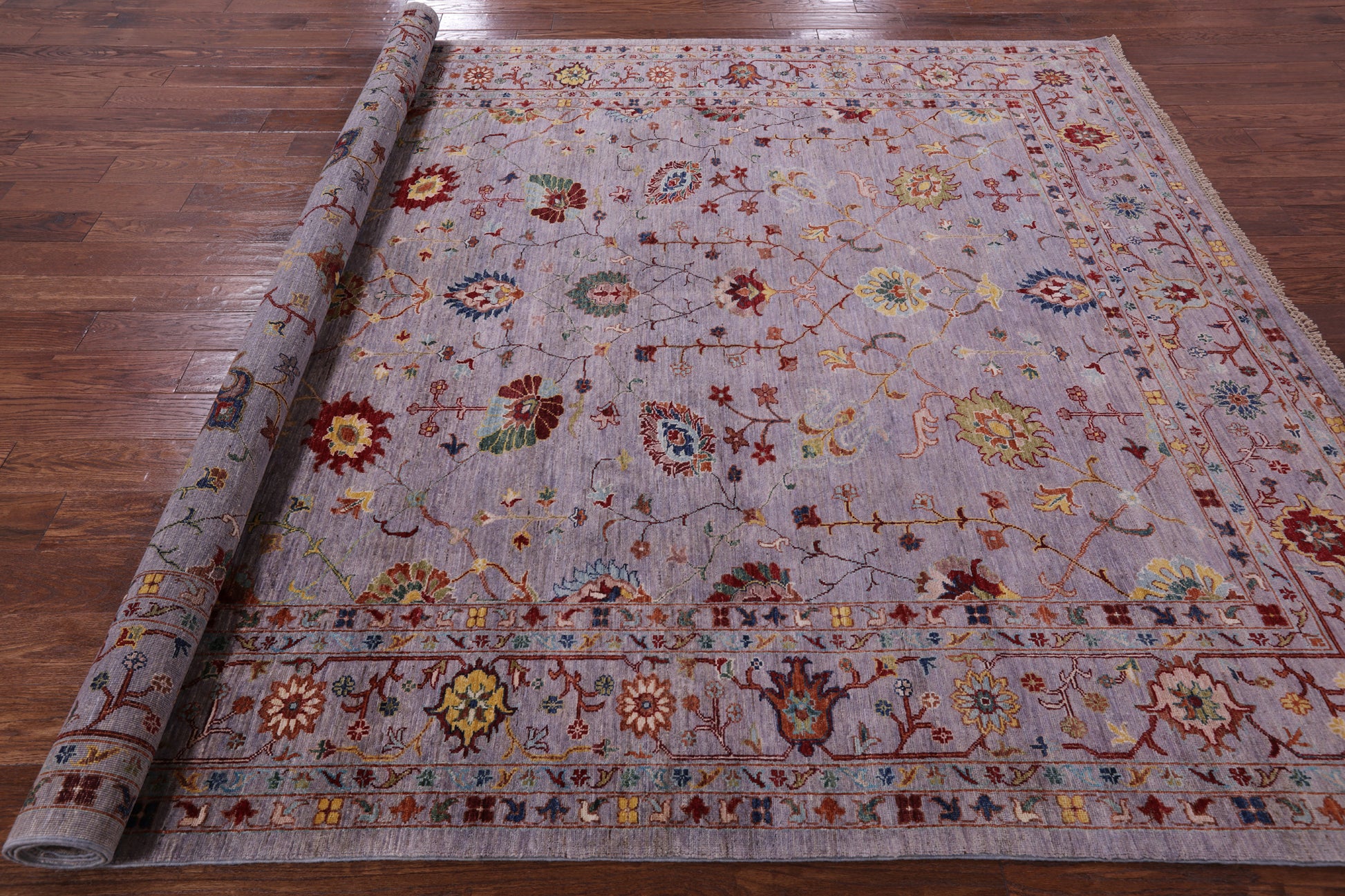 Grey Peshawar Hand Knotted Wool Rug - 8' 2" X 10' 11" - Golden Nile