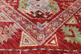 Red Turkmen Ersari Hand Knotted Wool Rug - 5' 8" X 7' 10" - Golden Nile