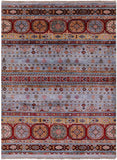 Khorjin Persian Gabbeh Hand Knotted Wool Rug - 5' 9" X 7' 10" - Golden Nile