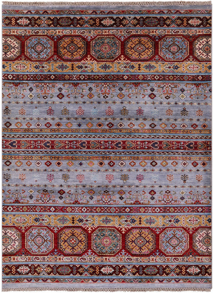 Khorjin Persian Gabbeh Hand Knotted Wool Rug - 5' 9" X 7' 10" - Golden Nile