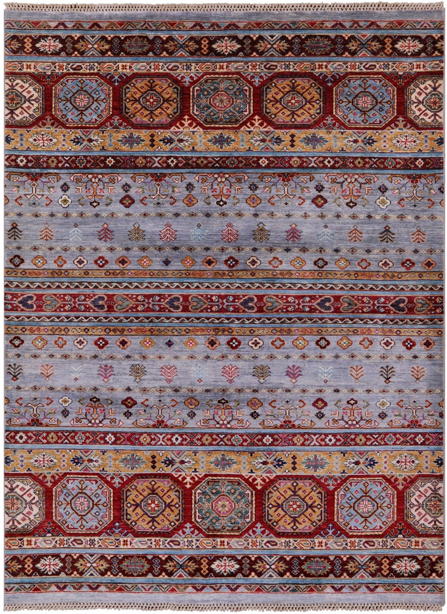Khorjin Persian Gabbeh Hand Knotted Wool Rug - 5' 9" X 7' 10" - Golden Nile