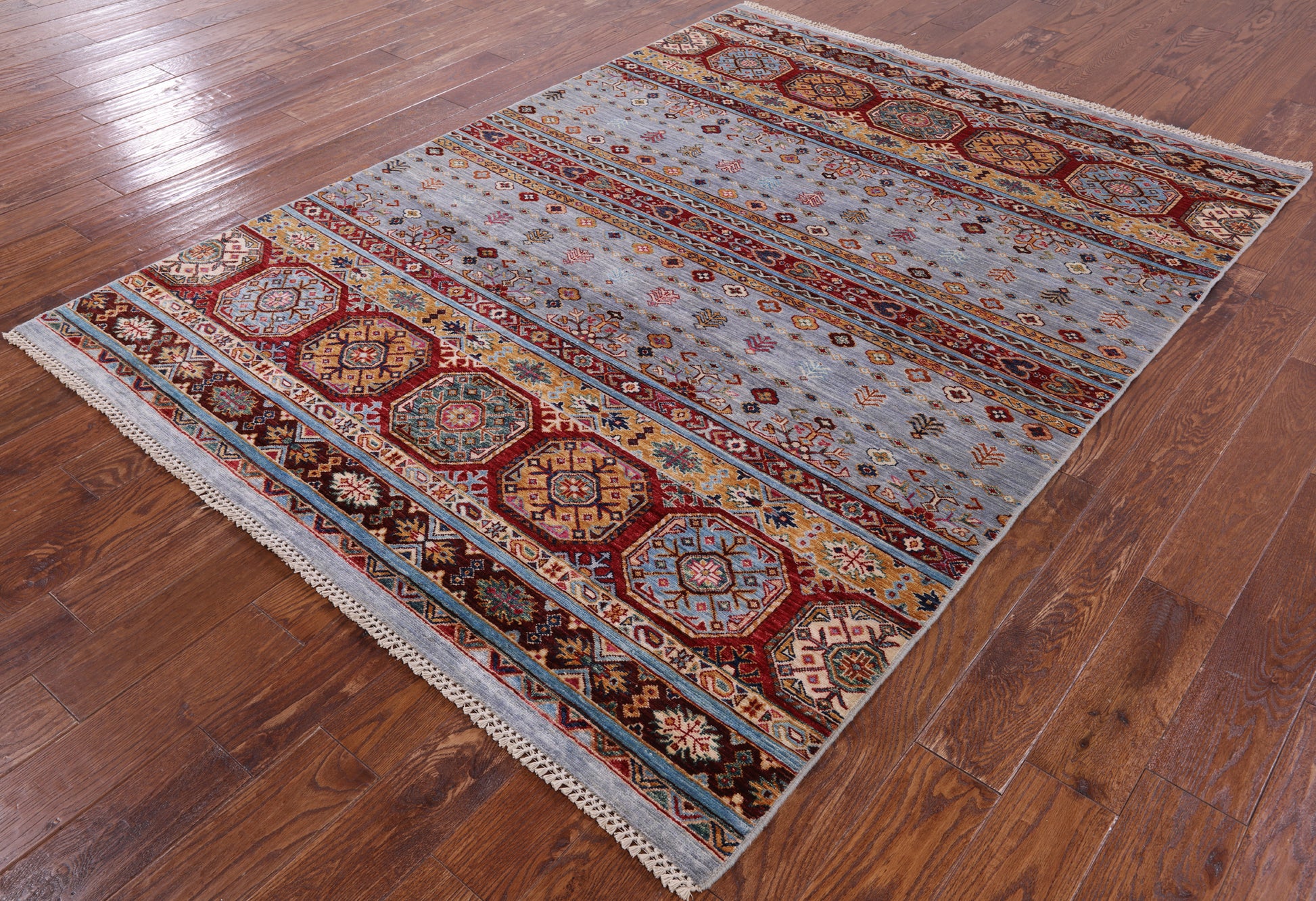 Khorjin Persian Gabbeh Hand Knotted Wool Rug - 5' 9" X 7' 10" - Golden Nile