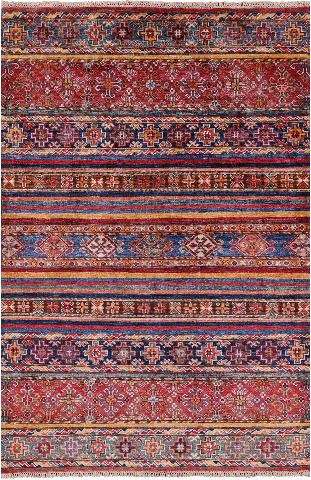 Khorjin Persian Gabbeh Hand Knotted Wool Rug - 4' 1" X 5' 11" - Golden Nile