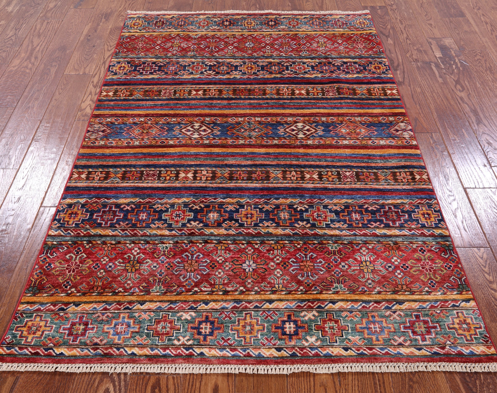 Khorjin Persian Gabbeh Hand Knotted Wool Rug - 4' 1" X 5' 11" - Golden Nile