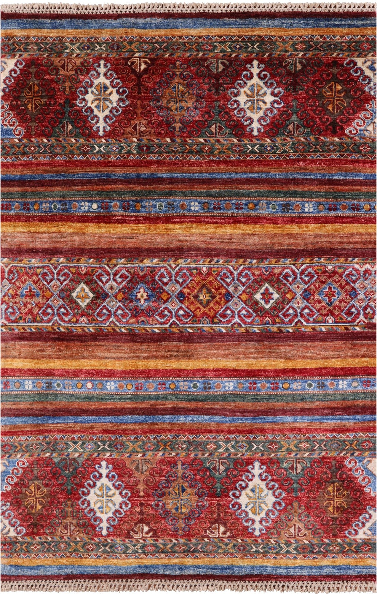 Khorjin Persian Gabbeh Hand Knotted Wool Rug - 3' 5" X 5' 0" - Golden Nile