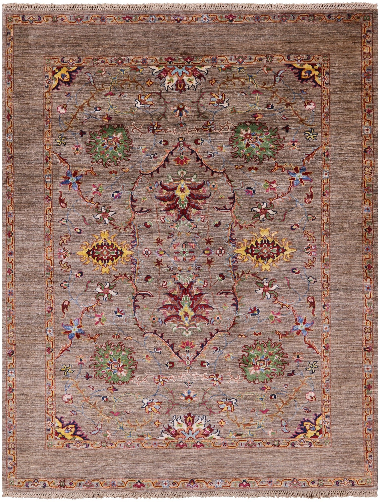 Peshawar Hand Knotted Wool Rug - 5' 1" X 6' 6" - Golden Nile