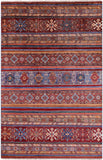 Khorjin Persian Gabbeh Hand Knotted Wool Rug - 6' 5" X 9' 10" - Golden Nile