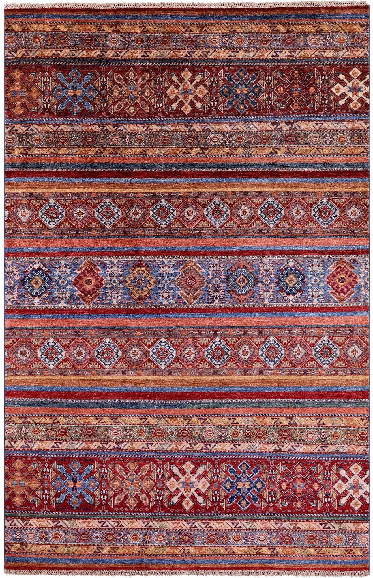 Khorjin Persian Gabbeh Hand Knotted Wool Rug - 6' 5" X 9' 10" - Golden Nile