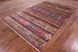 Khorjin Persian Gabbeh Hand Knotted Wool Rug - 6' 5" X 9' 10" - Golden Nile