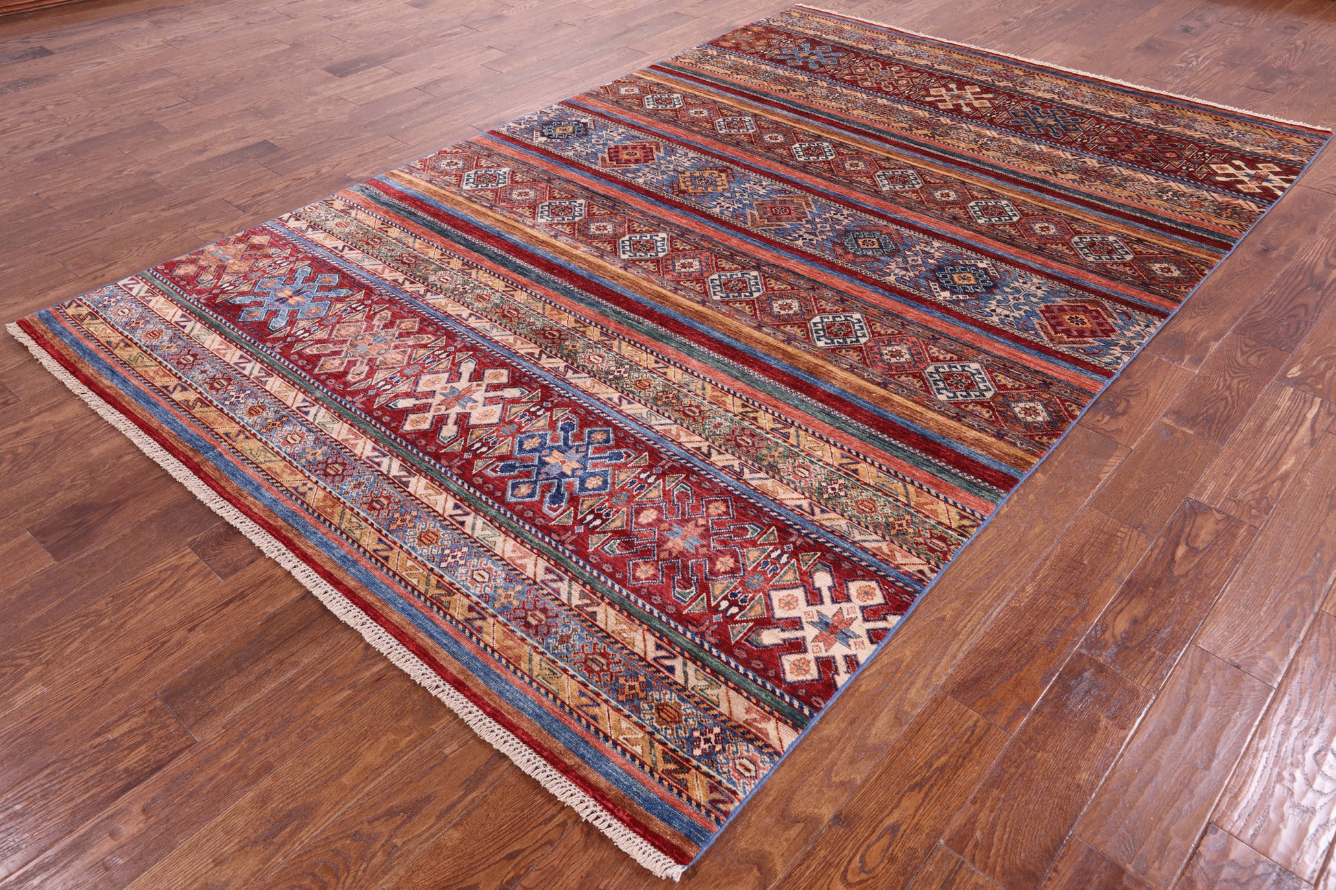 Khorjin Persian Gabbeh Hand Knotted Wool Rug - 6' 5" X 9' 10" - Golden Nile