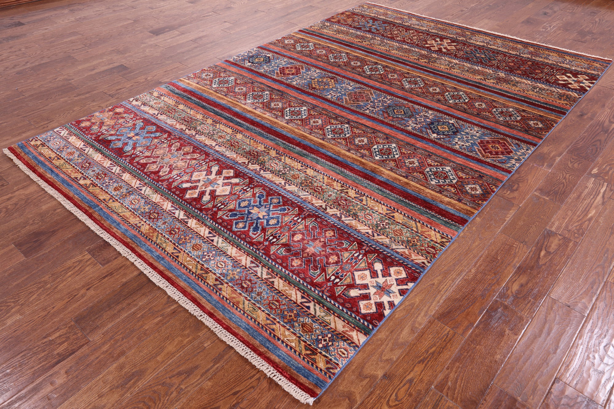 Khorjin Persian Gabbeh Hand Knotted Wool Rug - 6' 5" X 9' 10" - Golden Nile