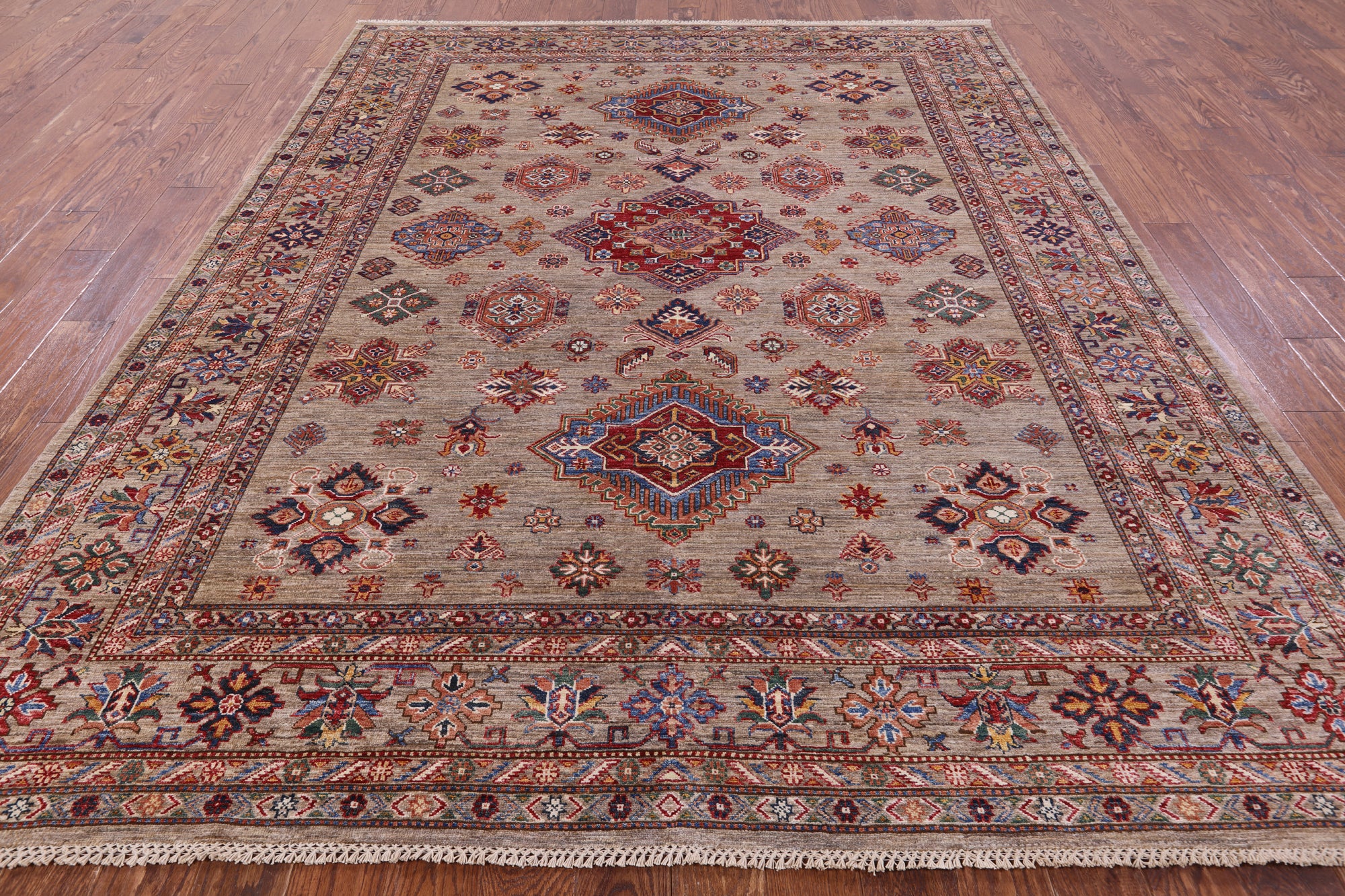 Super Kazak Handmade Wool Rug - 8' 0" X 10' 0" - Golden Nile