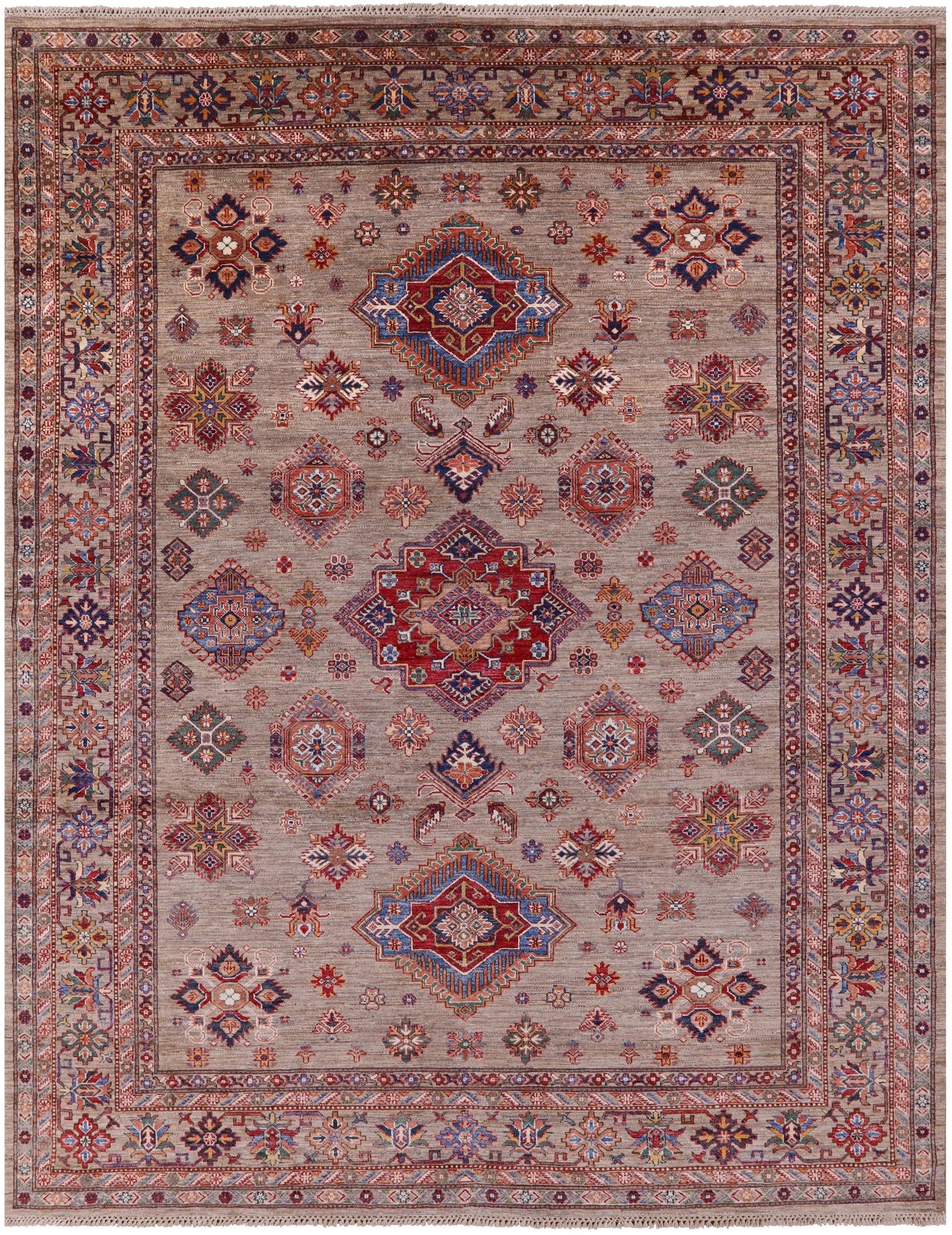 Super Kazak Handmade Wool Rug - 8' 0" X 10' 0" - Golden Nile