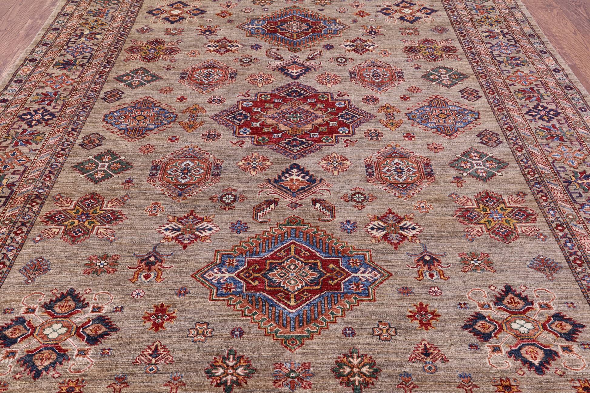 Super Kazak Handmade Wool Rug - 8' 0" X 10' 0" - Golden Nile