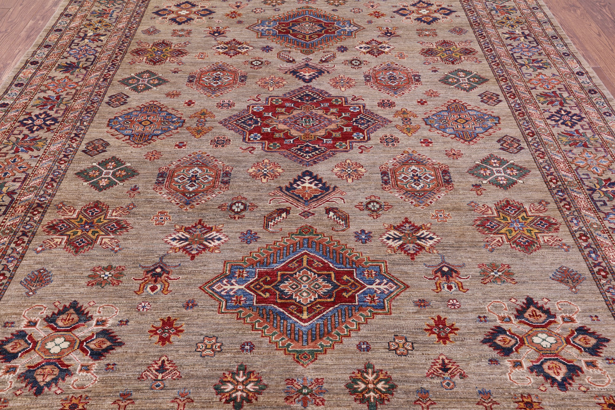 Super Kazak Handmade Wool Rug - 8' 0" X 10' 0" - Golden Nile