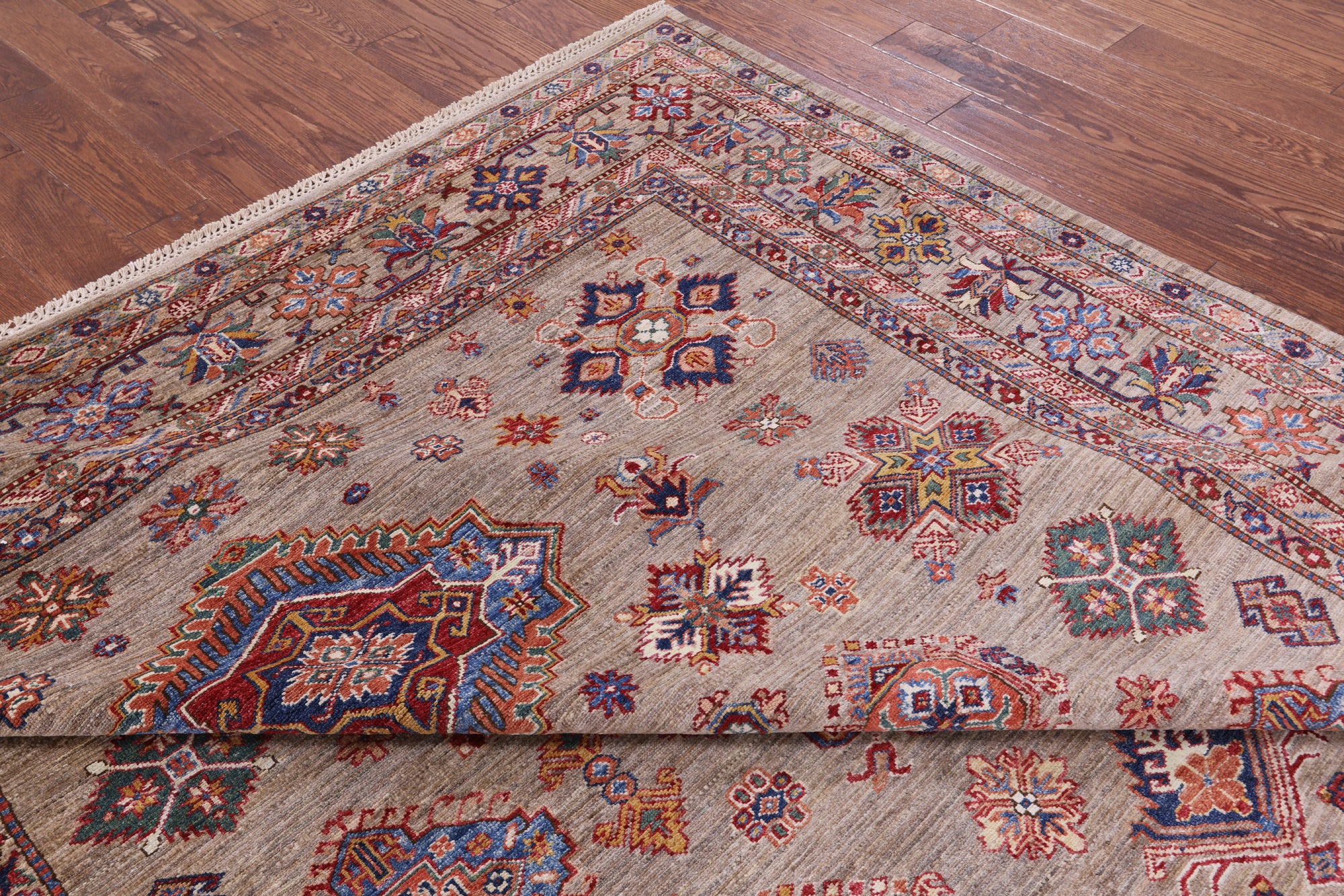 Super Kazak Handmade Wool Rug - 8' 0" X 10' 0" - Golden Nile