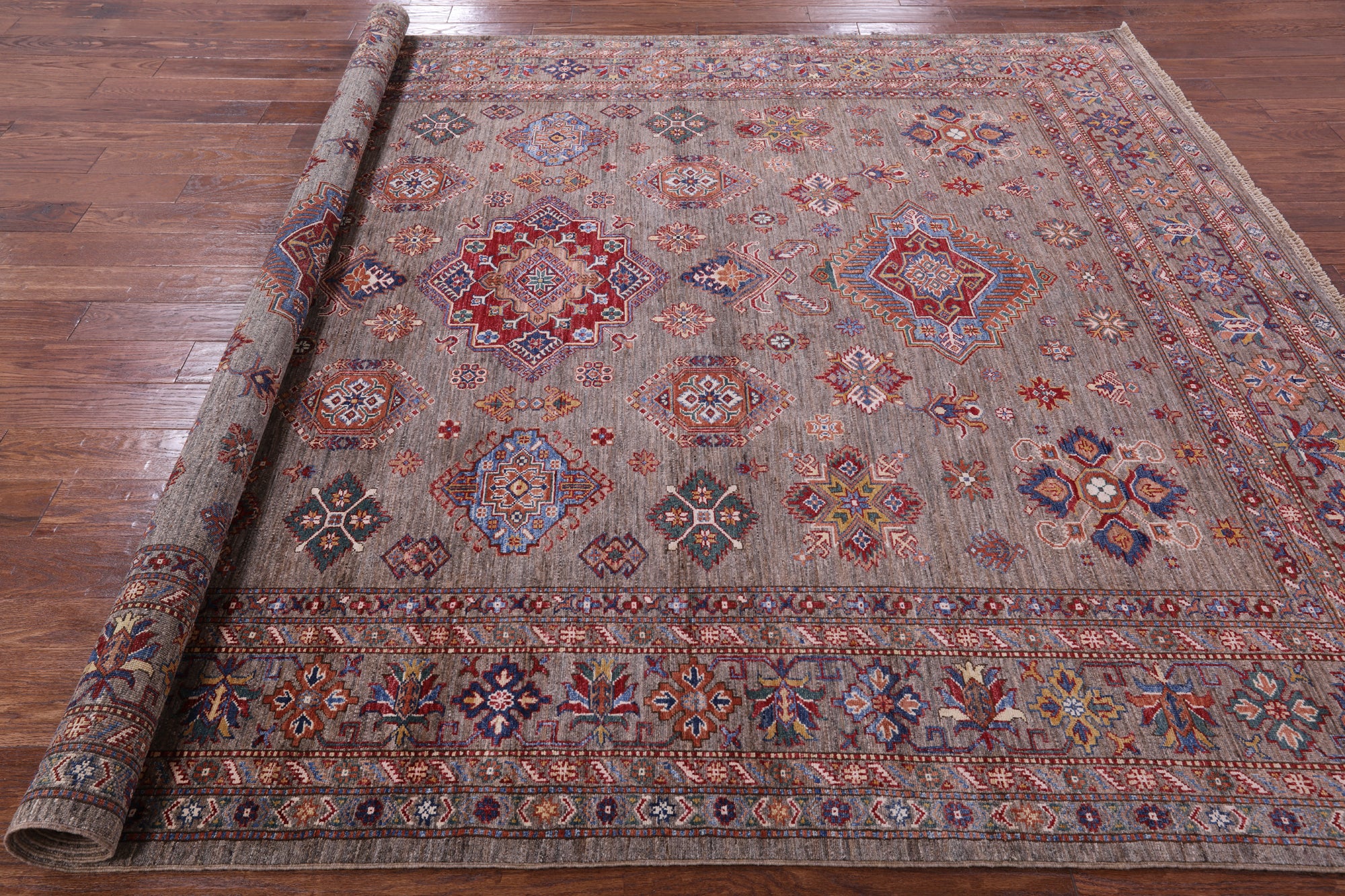 Super Kazak  Hand Knotted Wool Rug - 8' 2" X 10' 1" - Golden Nile